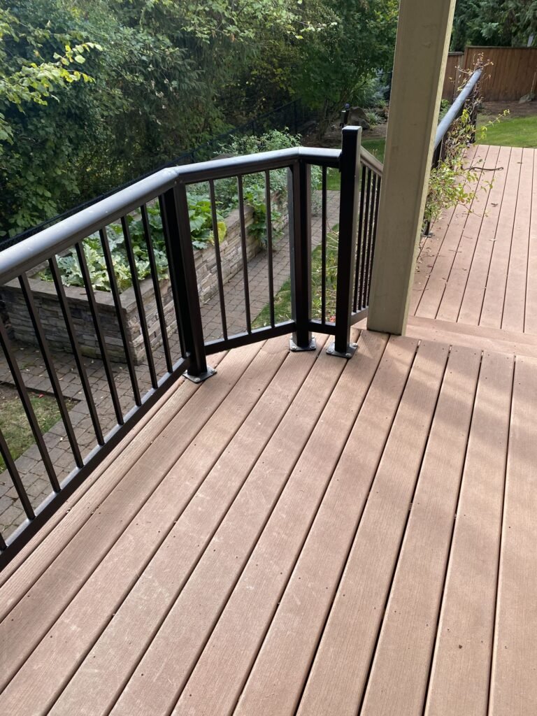 Composite deck aluminum railing by Rose City Redevelopment in Gresham, OR